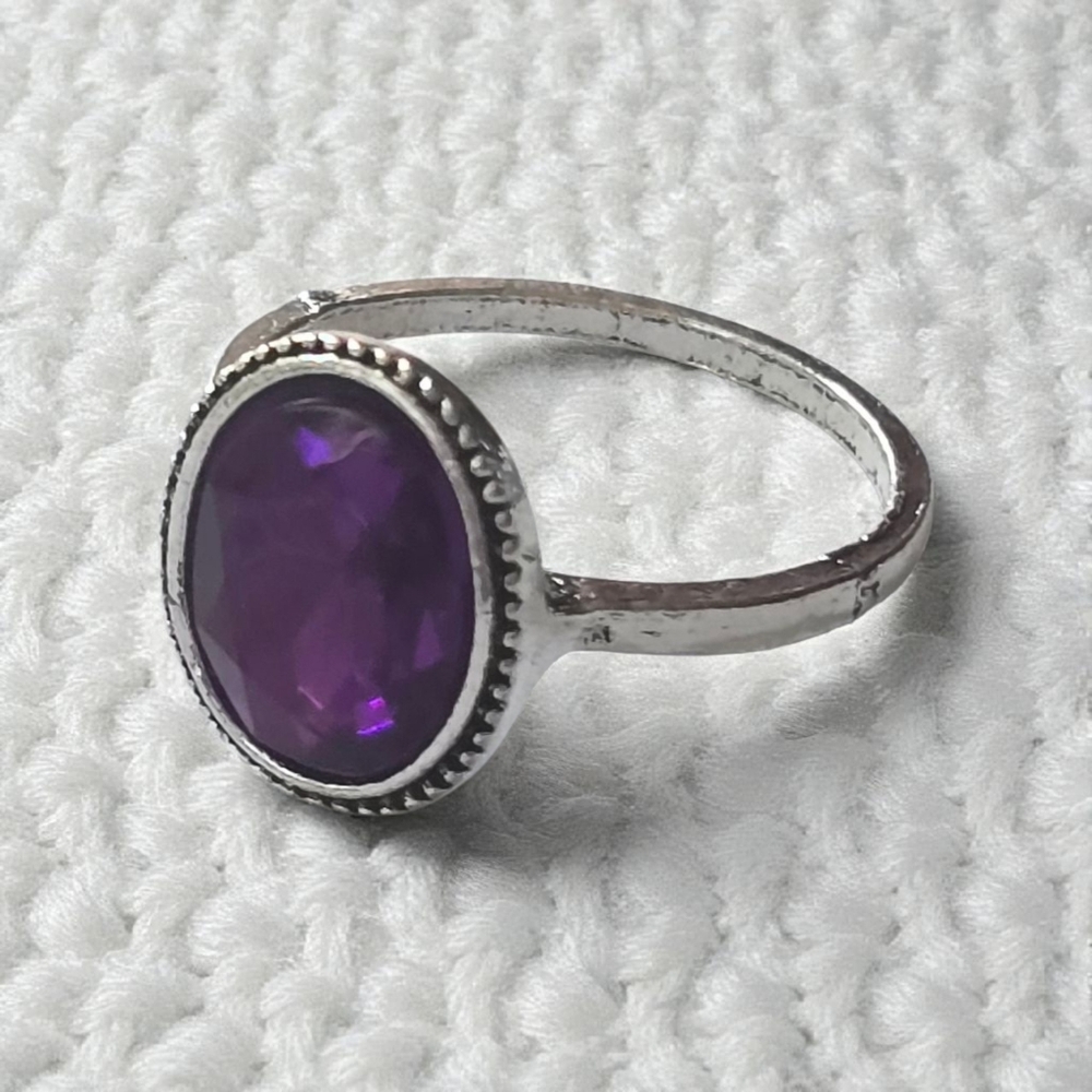 RARE SUGALITE BEZEL SET QUALITY TITANIUM BRAIDED SILVER NEW SIZE 6 RING